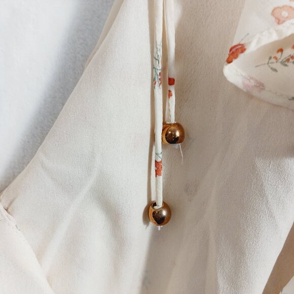 Sabo Skirt, Mini Dress, Ruffled, Open Back, Cream/Orange Floral, Size Medium - Picture 7 of 16